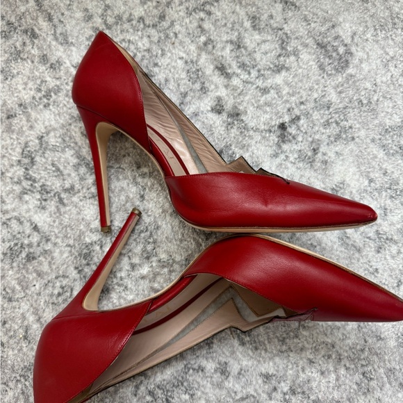 Aperlai Red Suede High Heel Shoes with Cutout Detail Size 40 - Picture 8 of 12